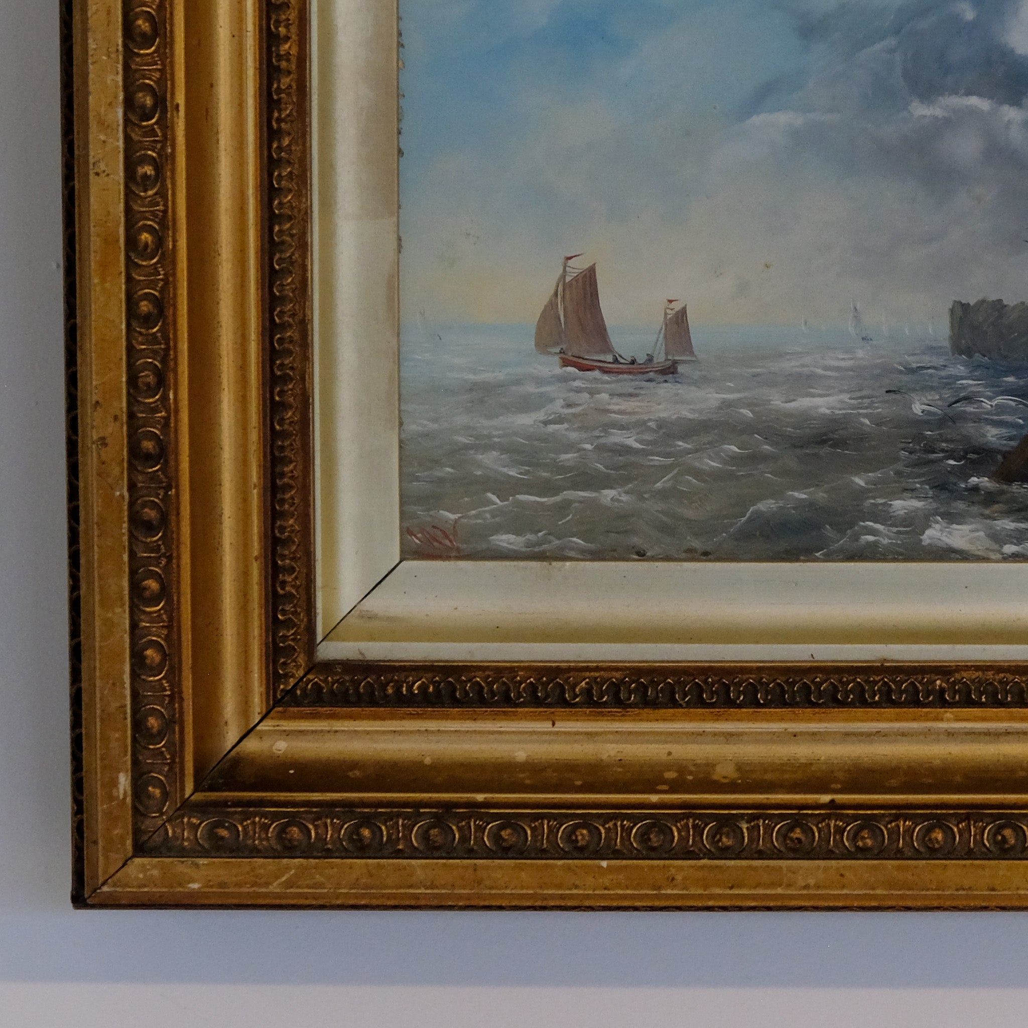 SCHOONER ON A CHOPPY SEA ENGLISH SCHOOL