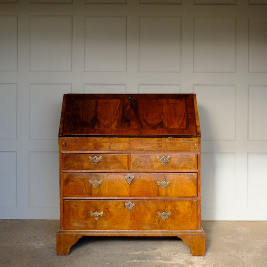 Antique George I Walnut Bureau with Drawers - by Summerfield & Scott
