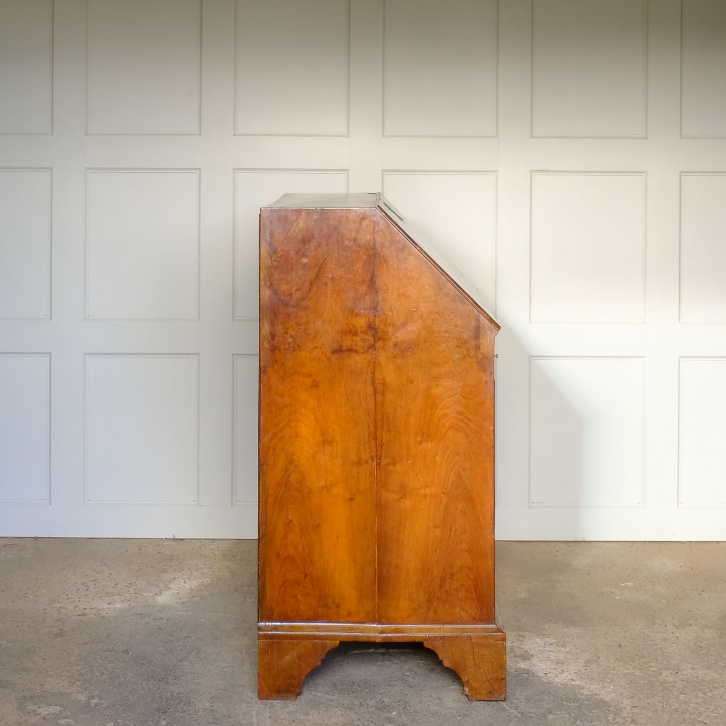 Side view of Antique George I Walnut Bureau with Drawers - by Summerfield & Scott
