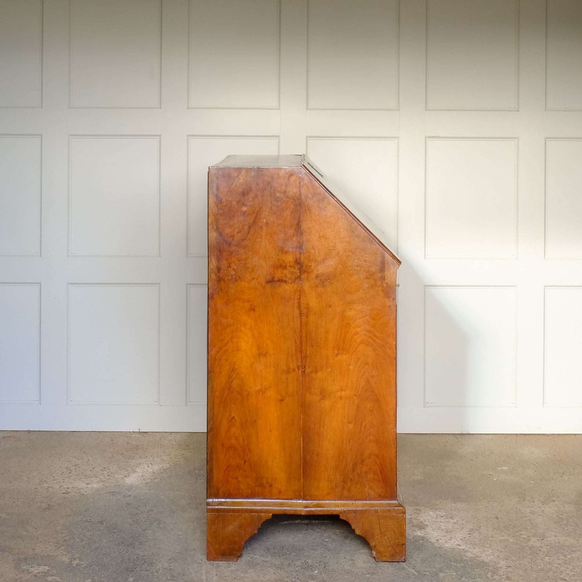 Side view of Antique George I Walnut Bureau with Drawers - by Summerfield & Scott