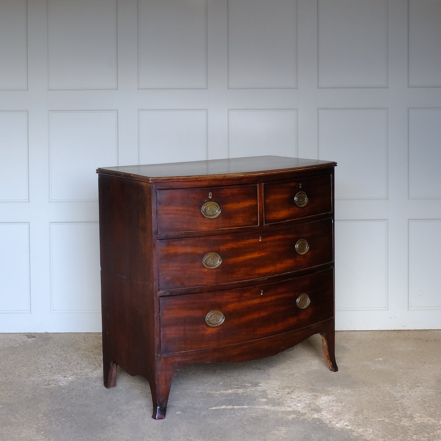 18th century mahogany bow fronted chest of drawers