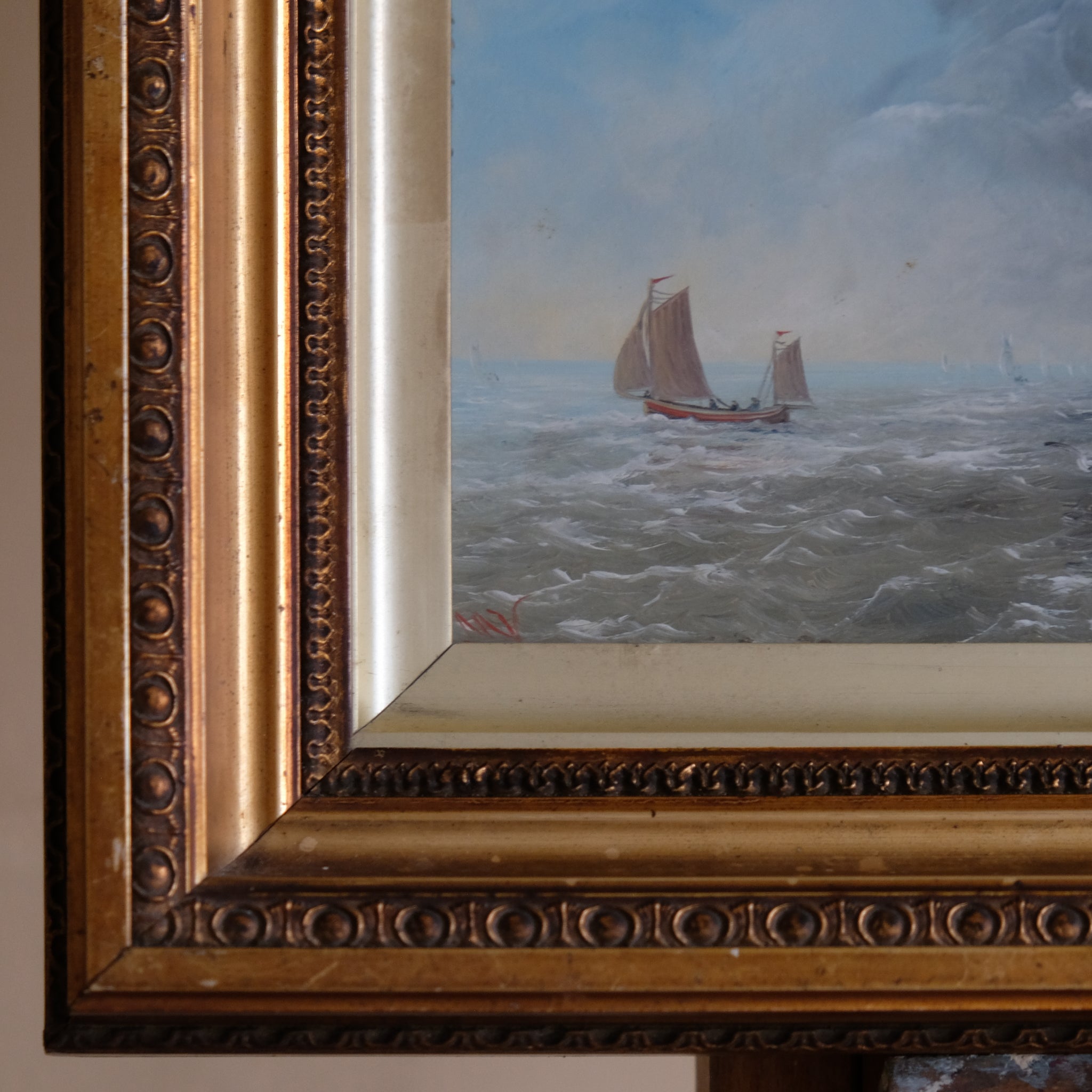 SCHOONER ON A CHOPPY SEA ENGLISH SCHOOL