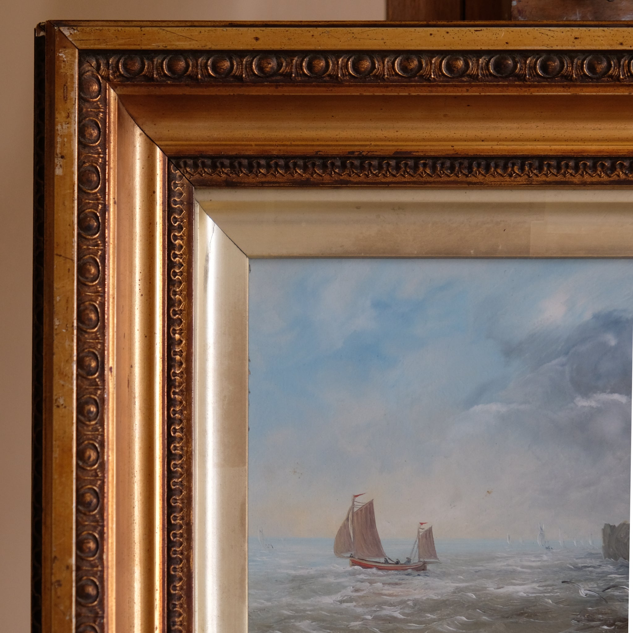 SCHOONER ON A CHOPPY SEA