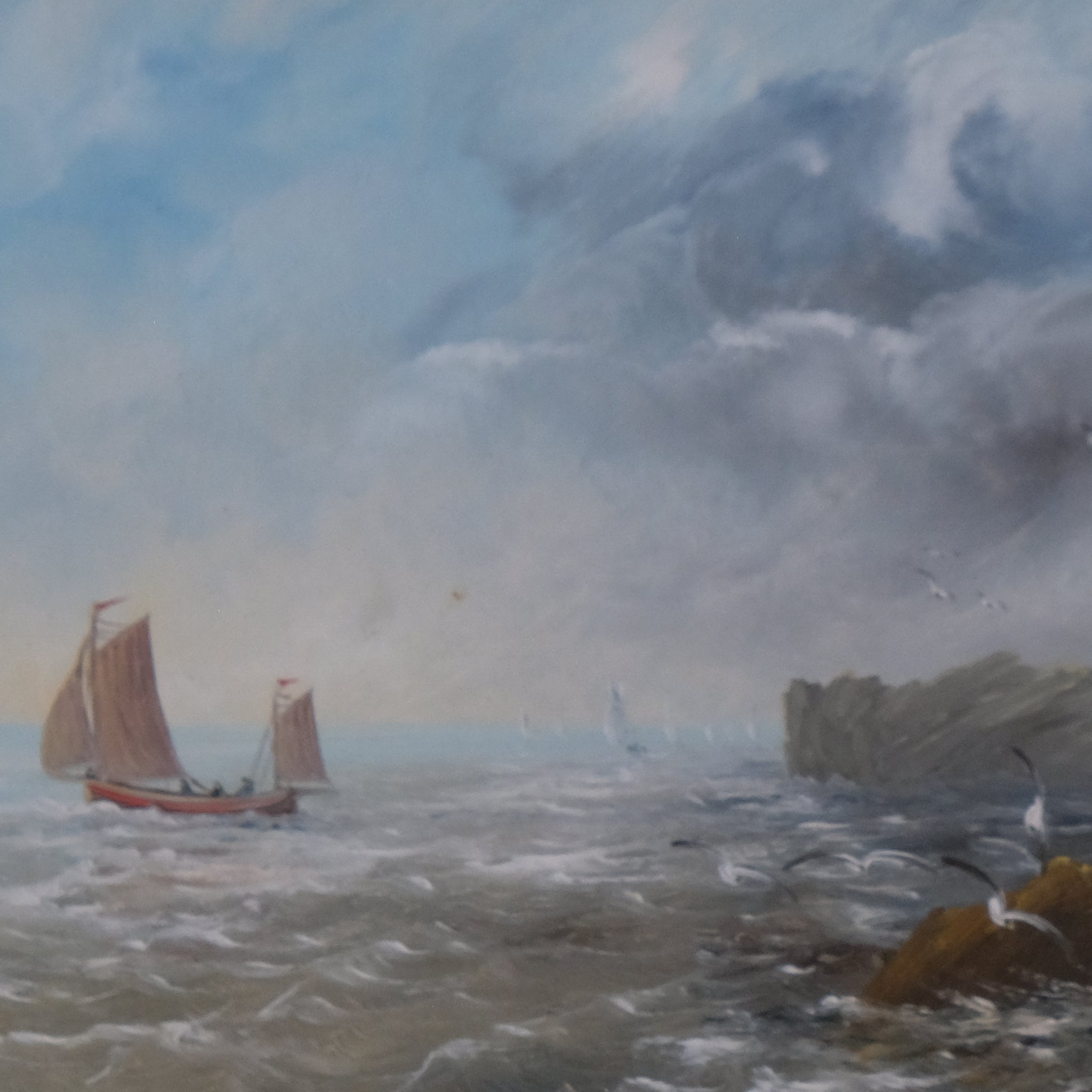 SCHOONER ON A CHOPPY SEA