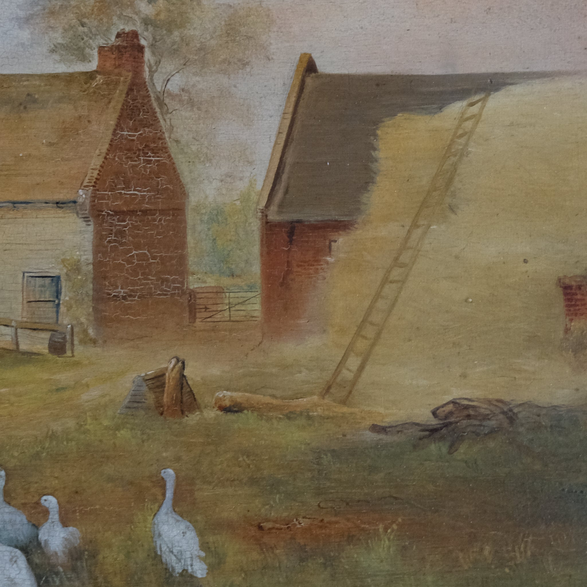 EARLY 20TH CENTURY FARMYARD SCENE WITH GEESE BY A J BAKER