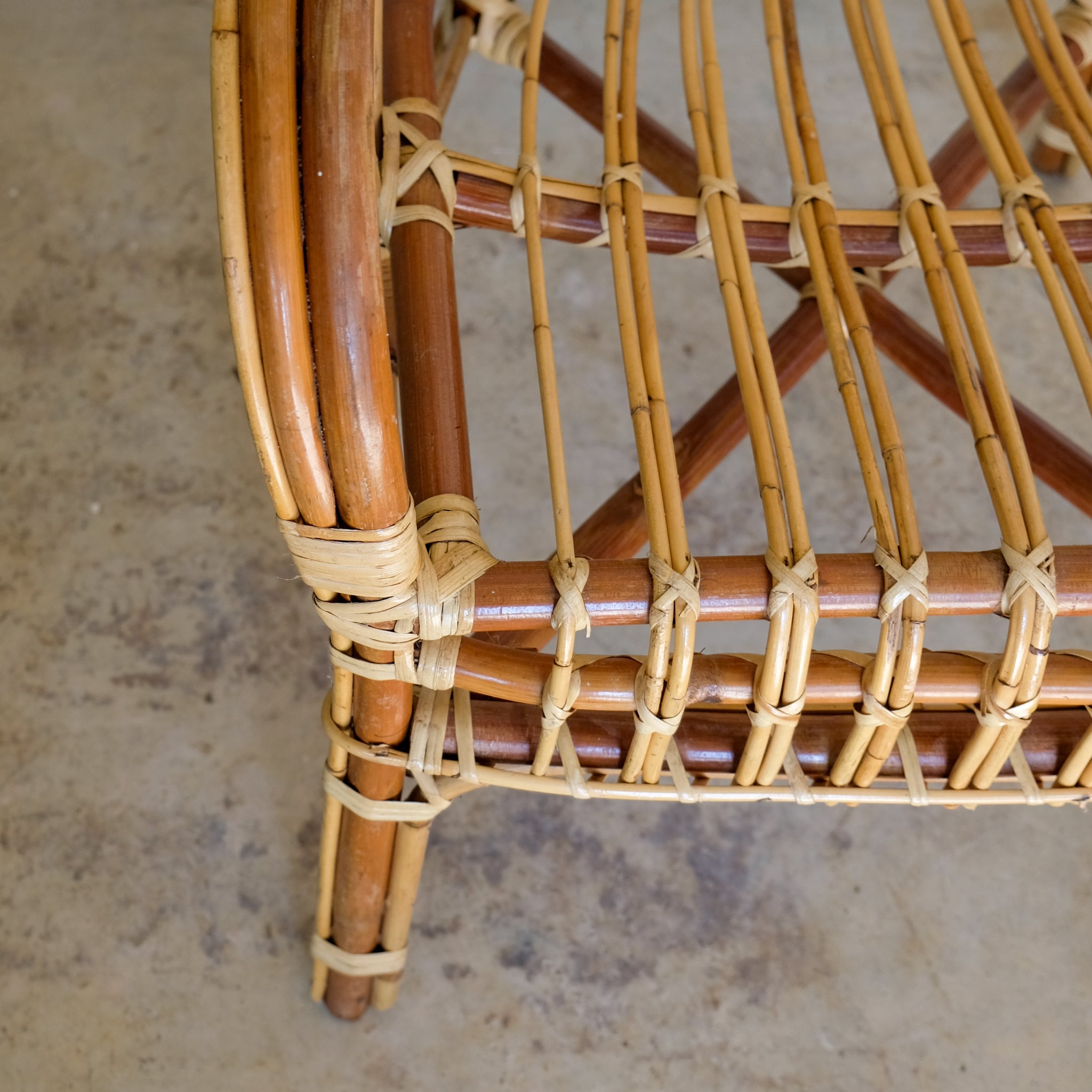 MID CENTURY RATTAN ARMCHAIR