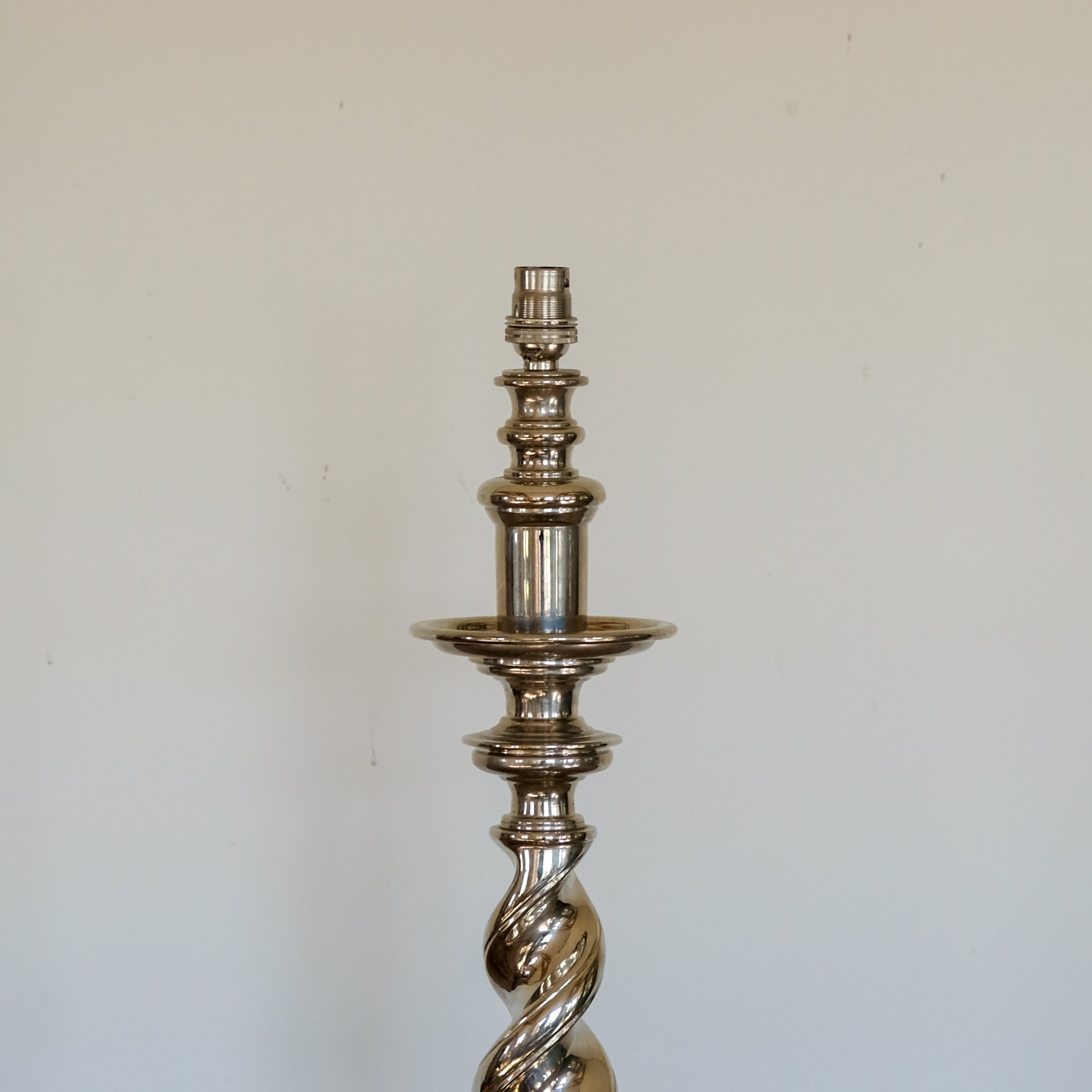 Exceptional Tall Nickel-Plated Barley Twist Table Lamp