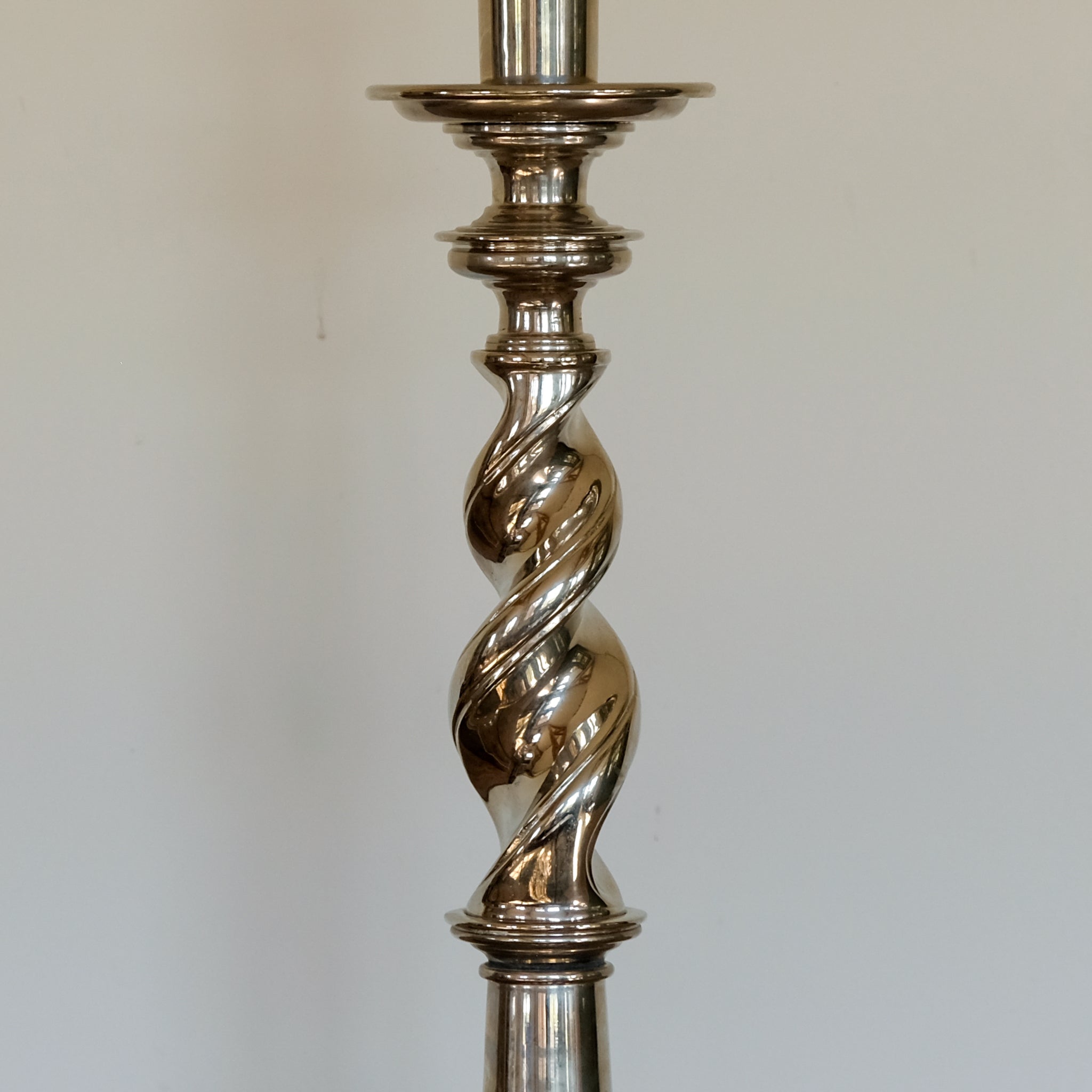 Exceptional Tall Nickel-Plated Barley Twist Table Lamp