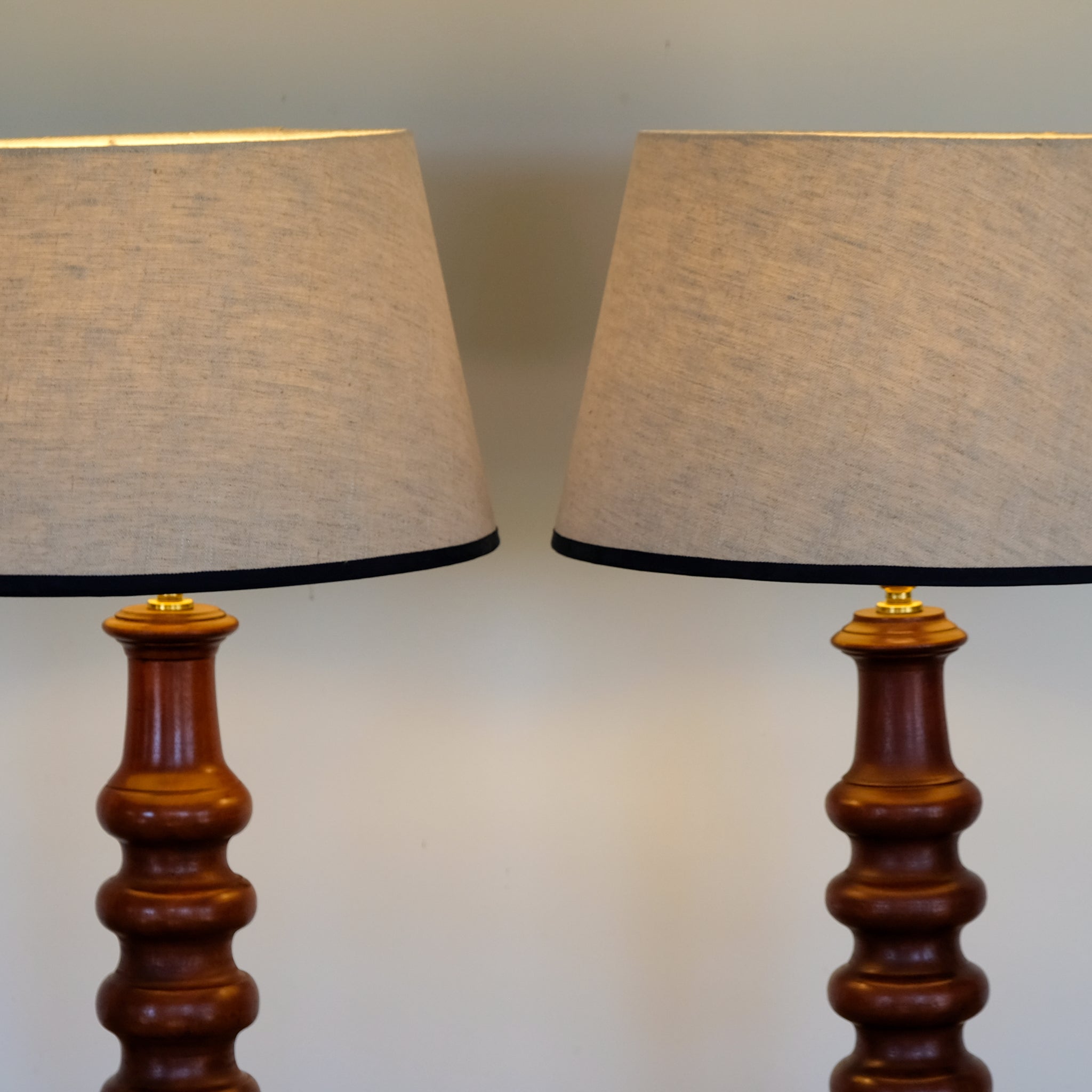 Pair of Turned Mahogany Table Lamps