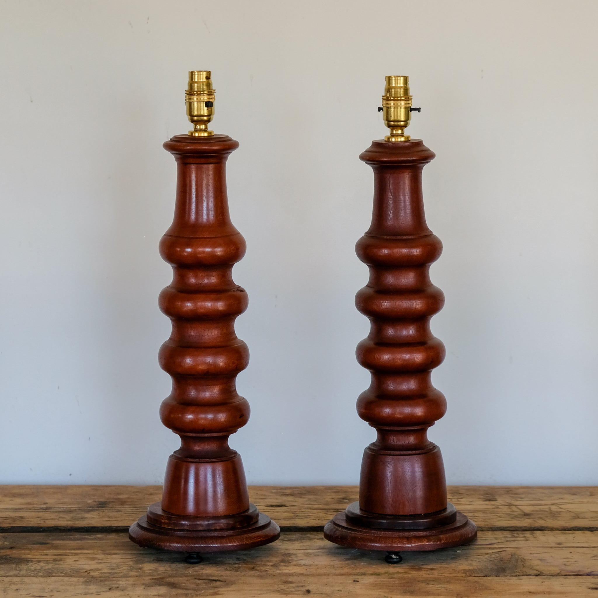 Pair of Turned Mahogany Table Lamps