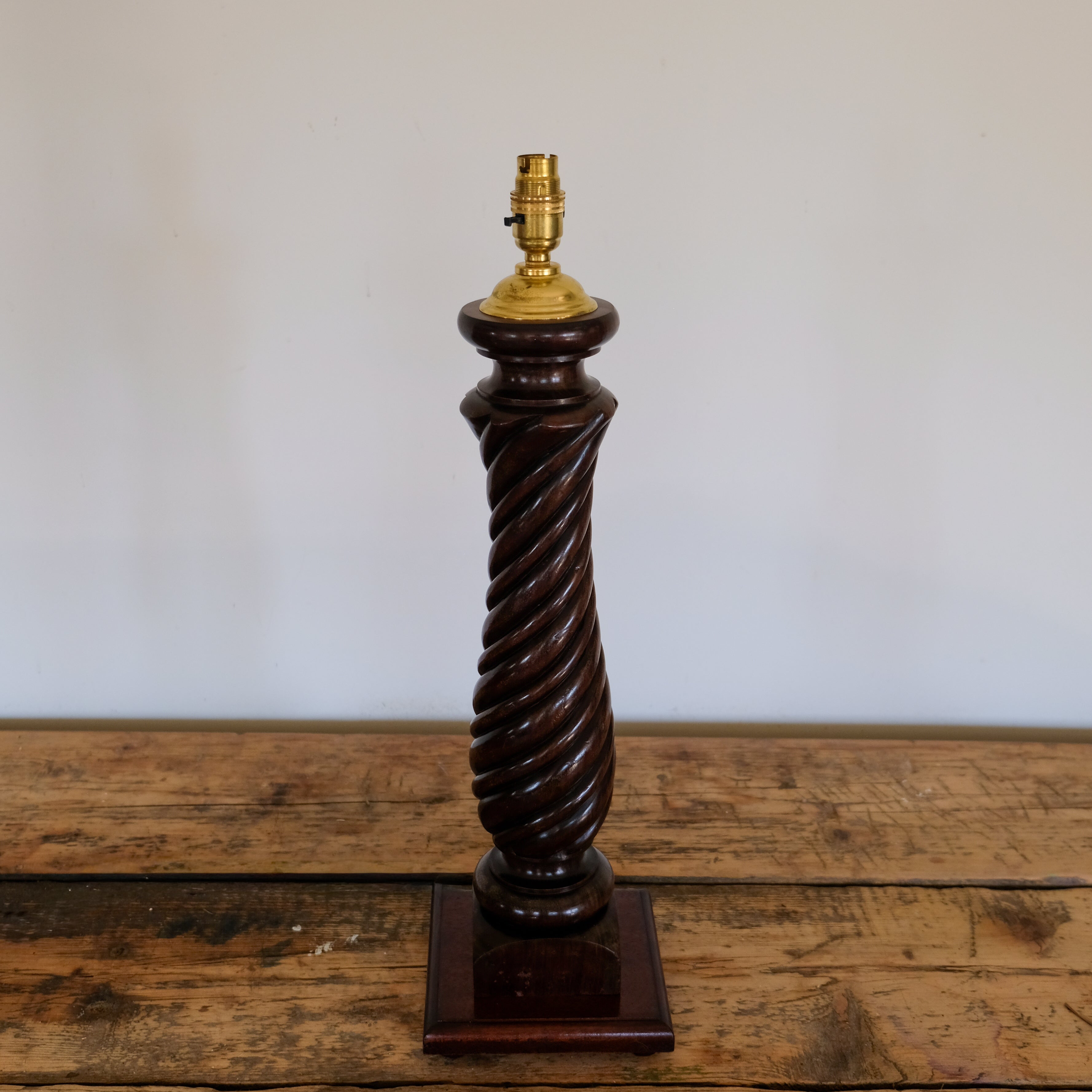 Large Barley Twist Hardwood Table Lamp