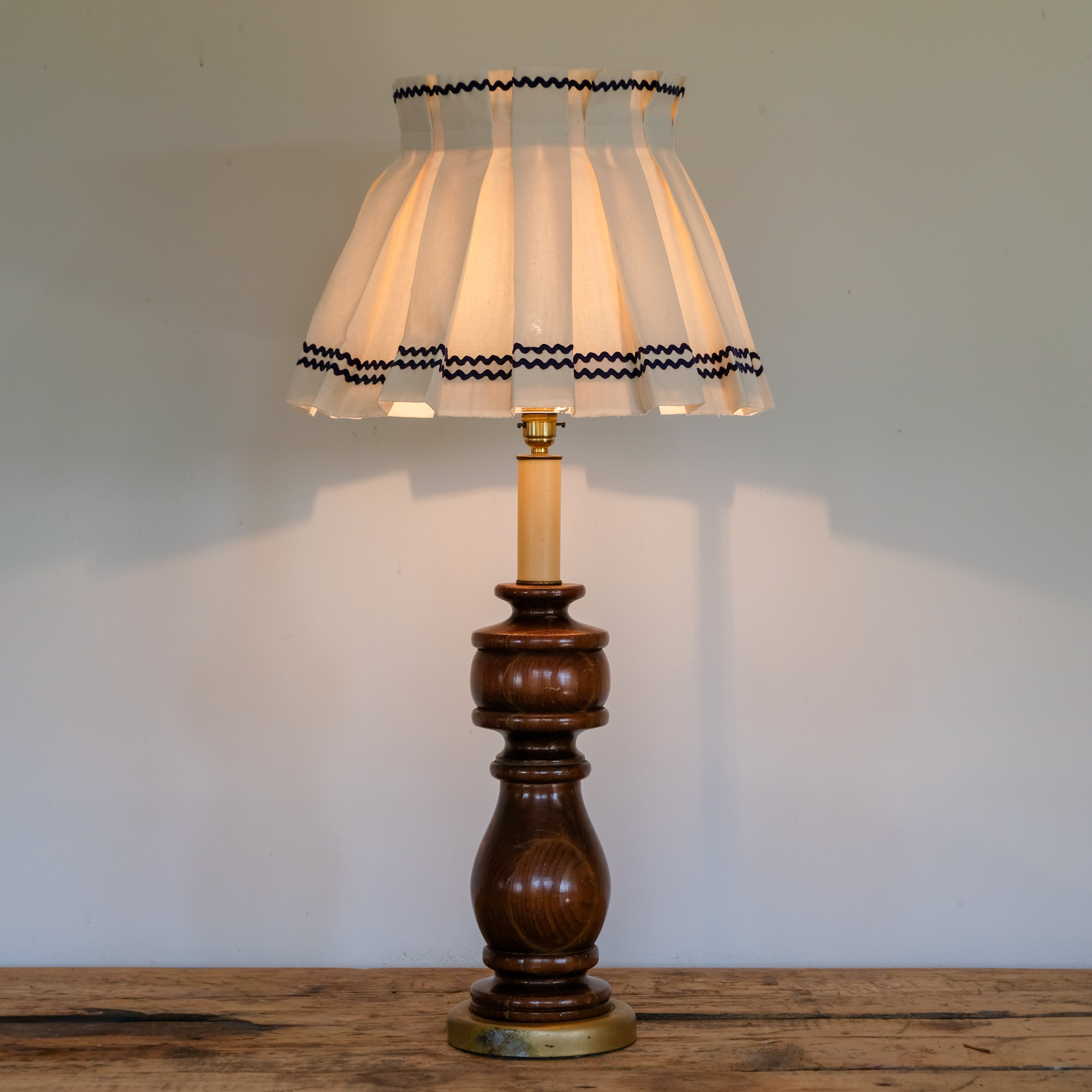 Large Turned Hardwood Table Lamp