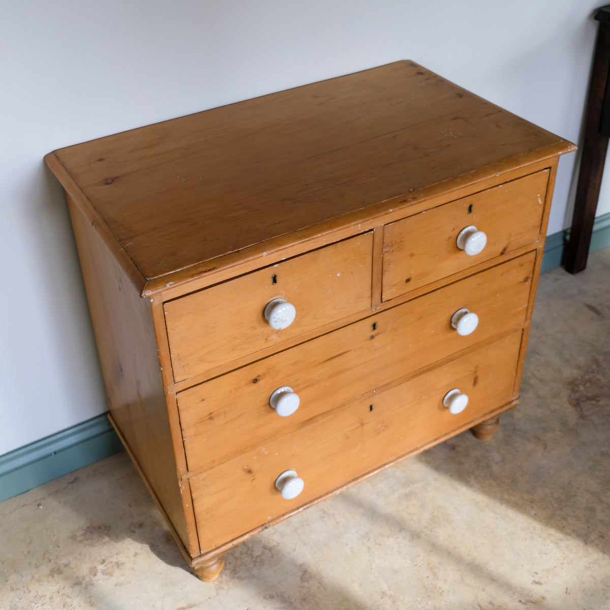 Victorian Pine Chest of Drawers with Ceramic Handles
