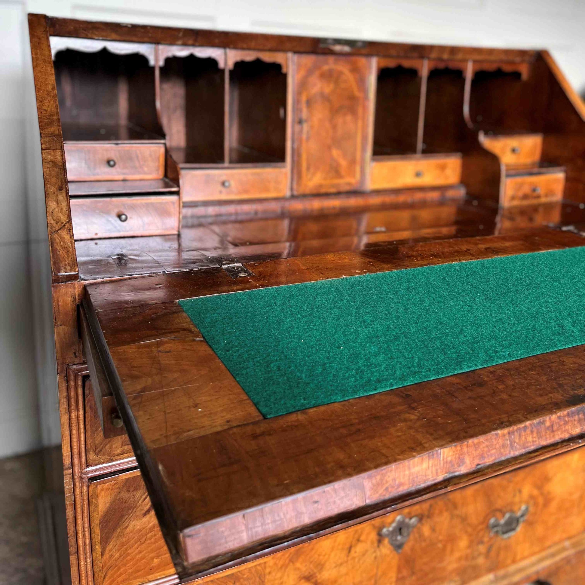 Inside Antique George I Walnut Bureau with Drawers - by Summerfield & Scott