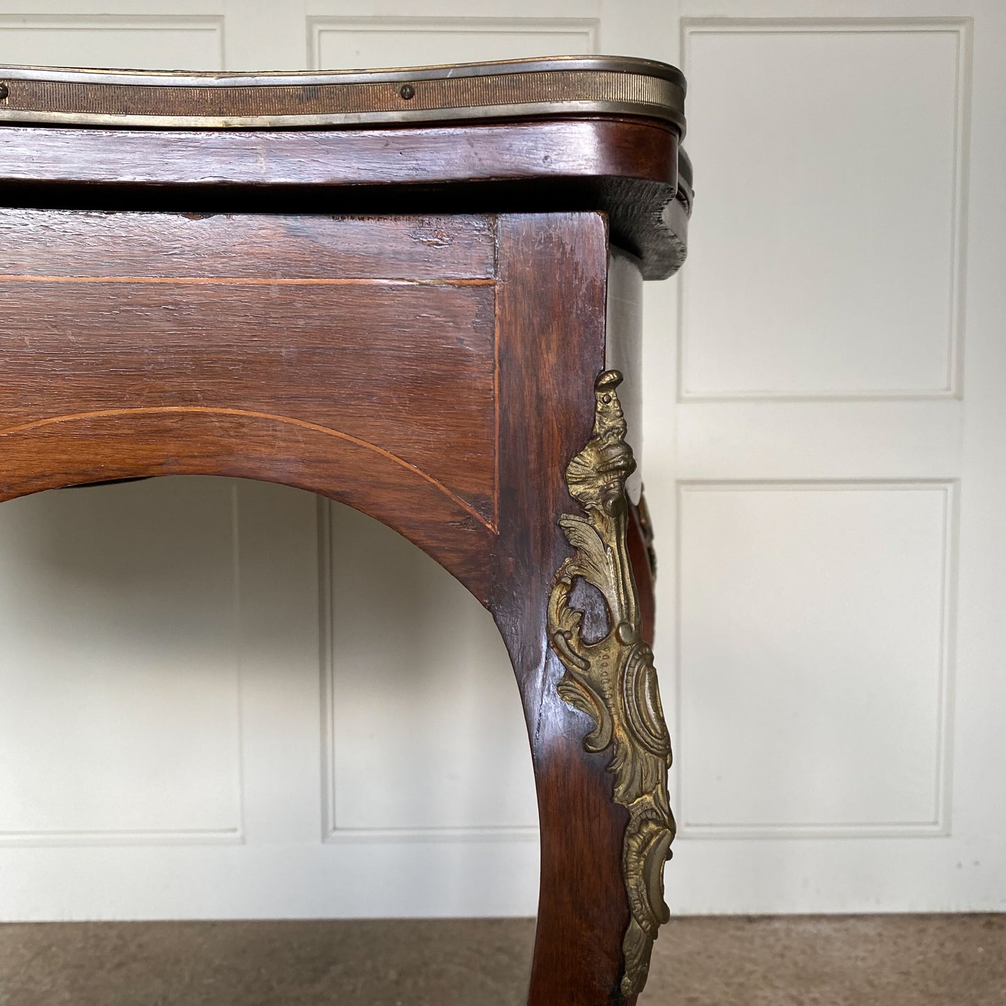19th Century Walnut and Marquetry Inlaid Serpentine Card Table