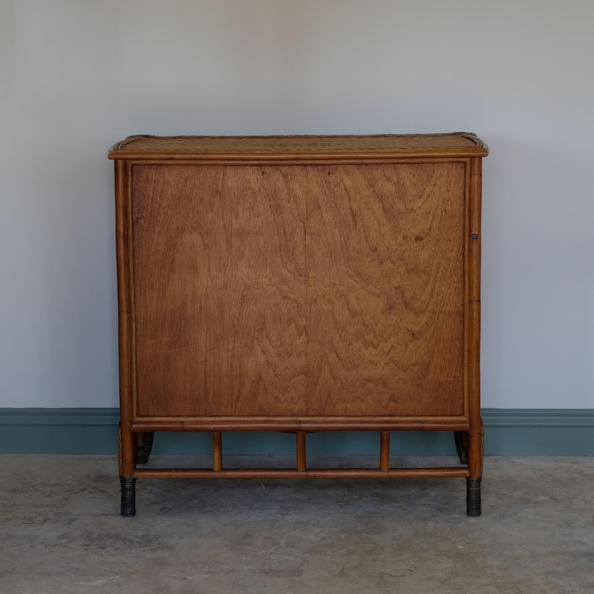 VINTAGE 1970S BAMBOO & RATTAN CHEST OF DRAWERS