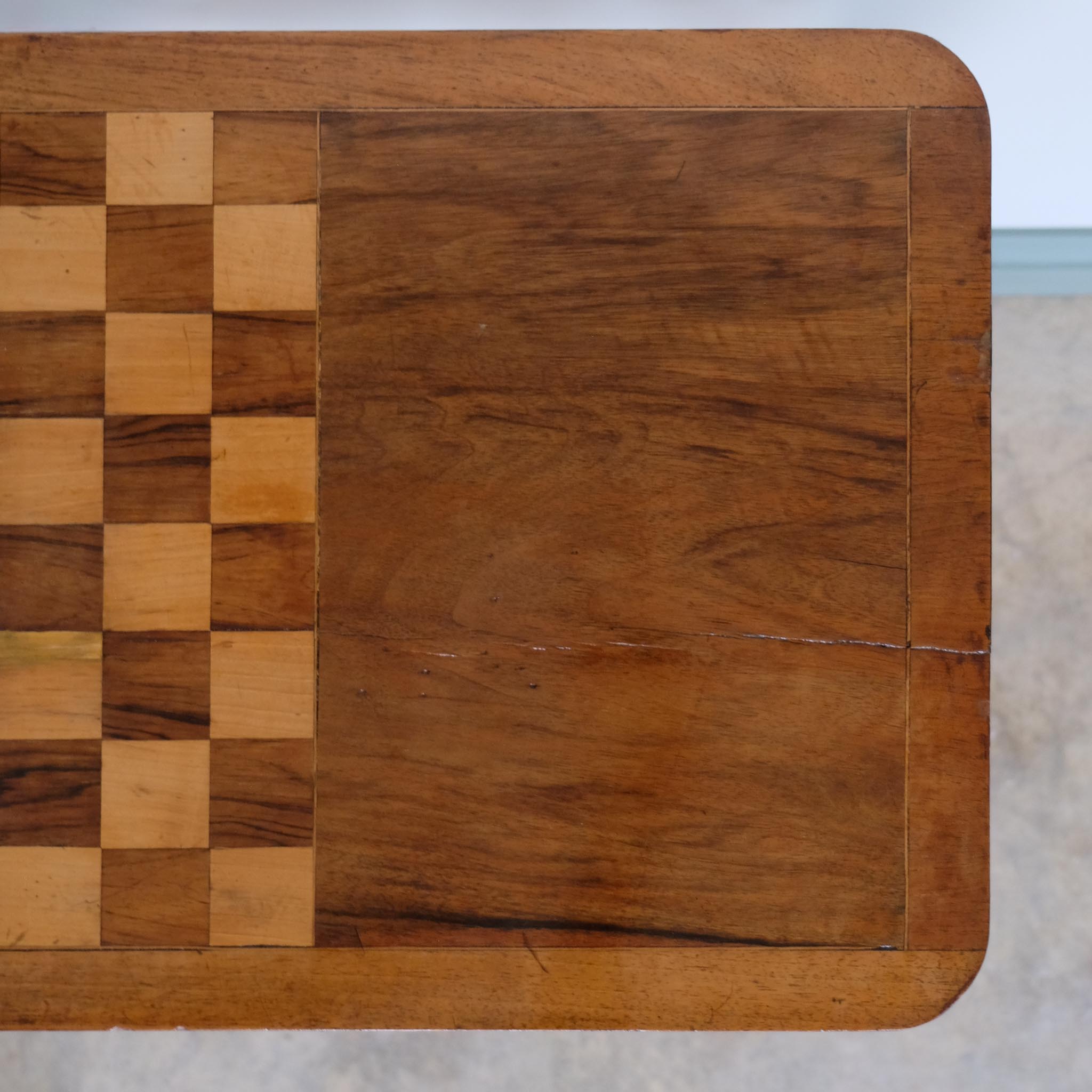 VICTORIAN WALNUT & SATINWOOD GAMES TABLE