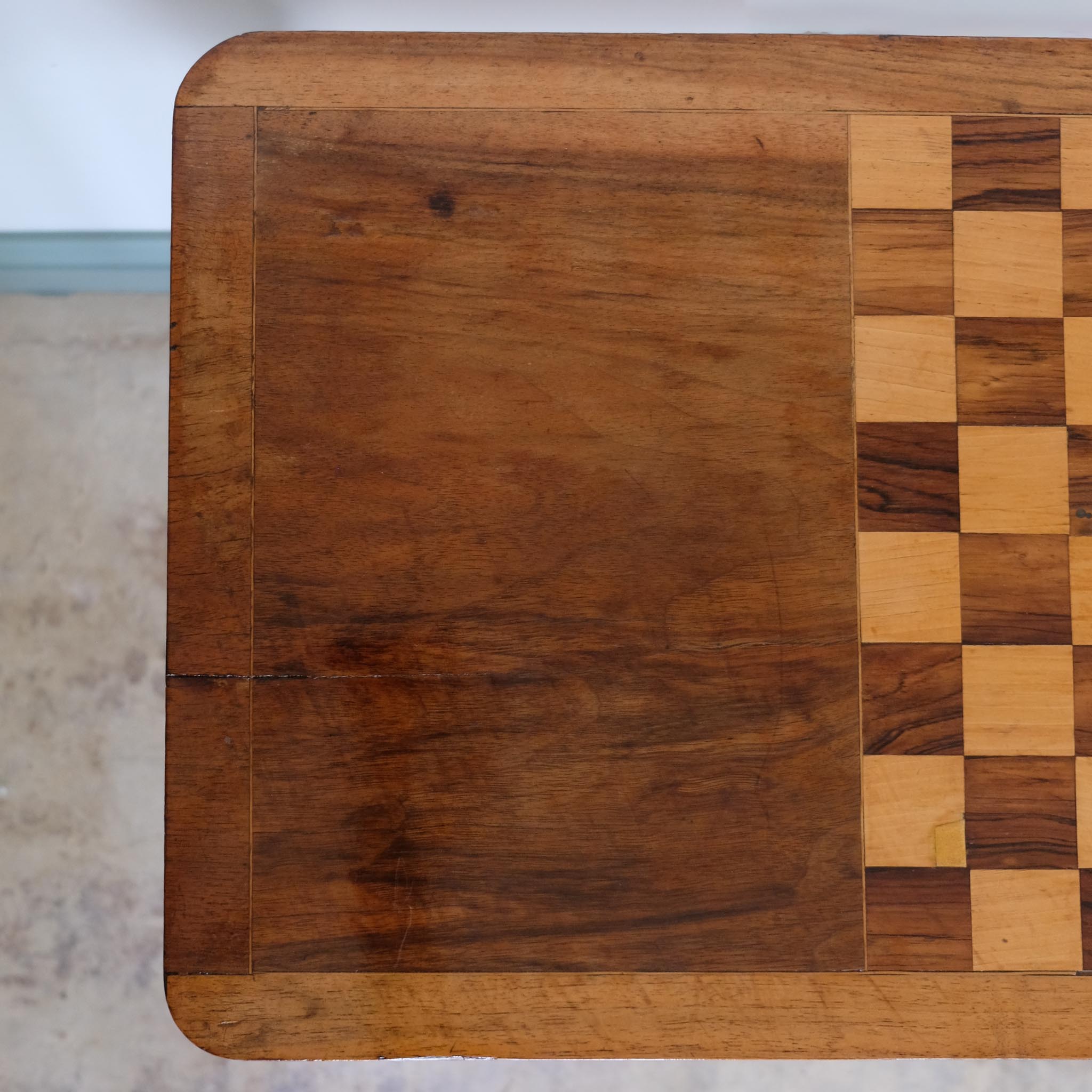 VICTORIAN WALNUT & SATINWOOD GAMES TABLE