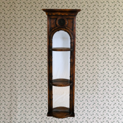 REGENCY OAK FRAMED WALL MIRROR WITH SHELVES