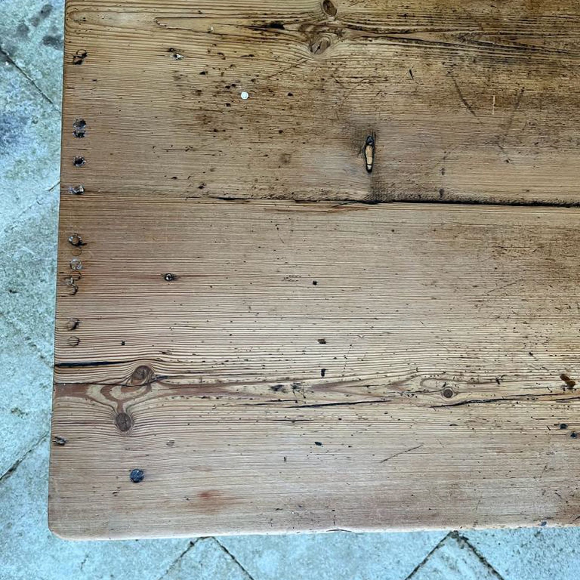 Top of Antique Victorian English Farmhouse Pine Prep Table by Summerfield & Scott