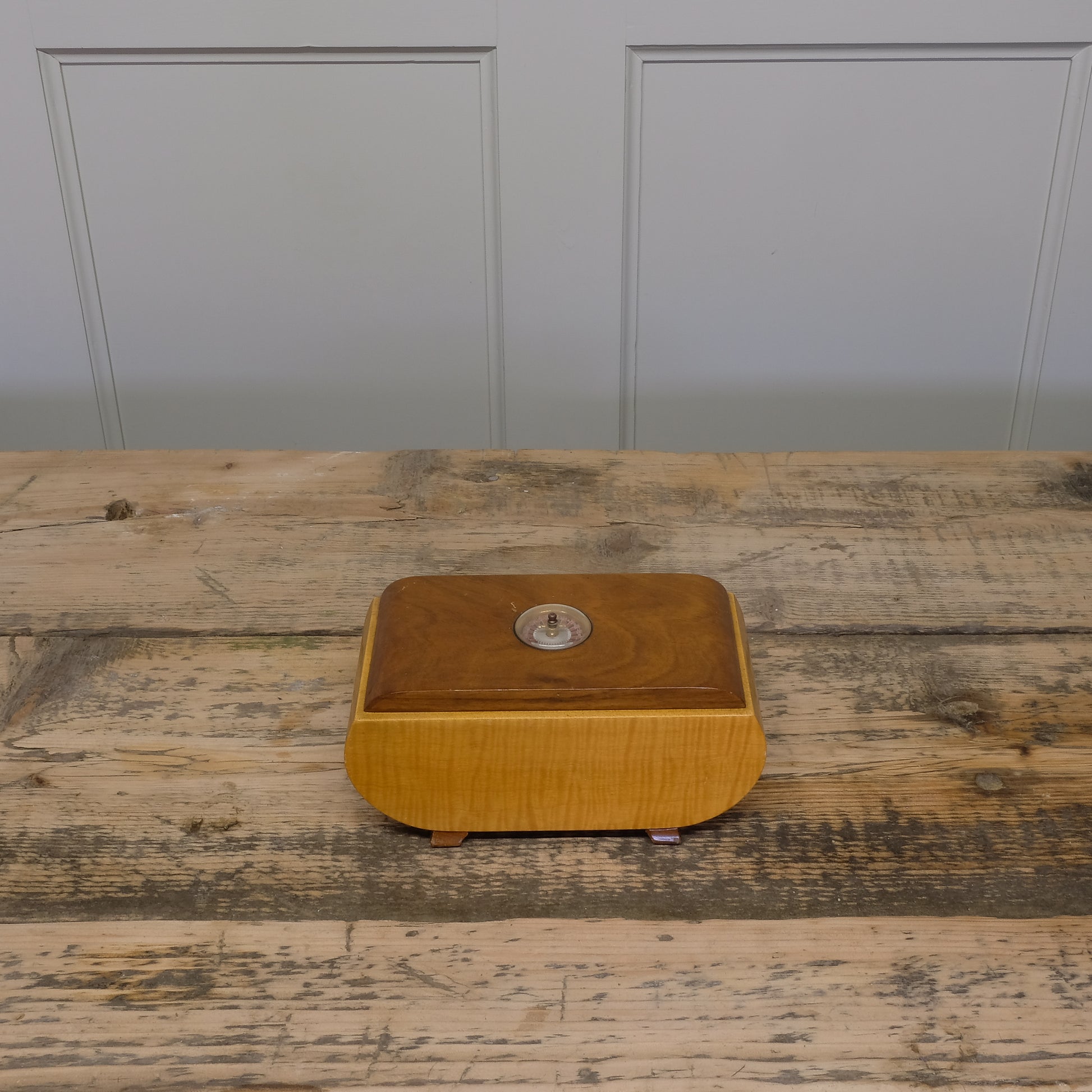 Vintage Wooden Card Box with Roulette Wheel Inset by Summerfield & Scott