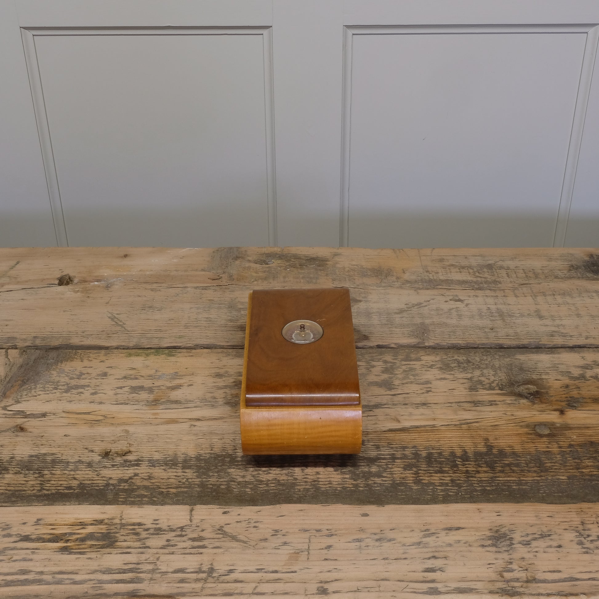 Vintage Wooden Card Box with Roulette Wheel Inset by Summerfield & Scott