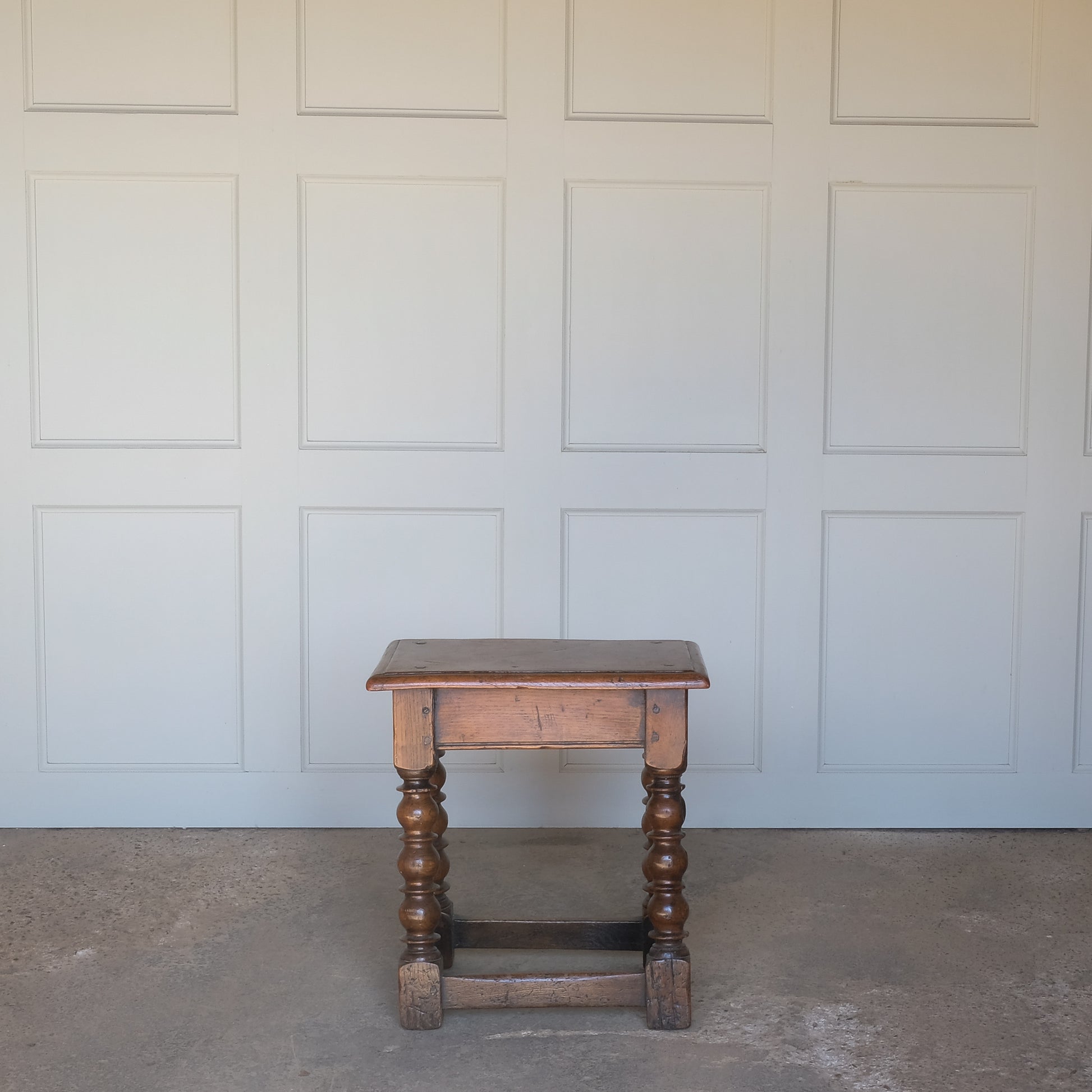 Georgian Oak Bobbin Antique Stool by Summerfield & Scott