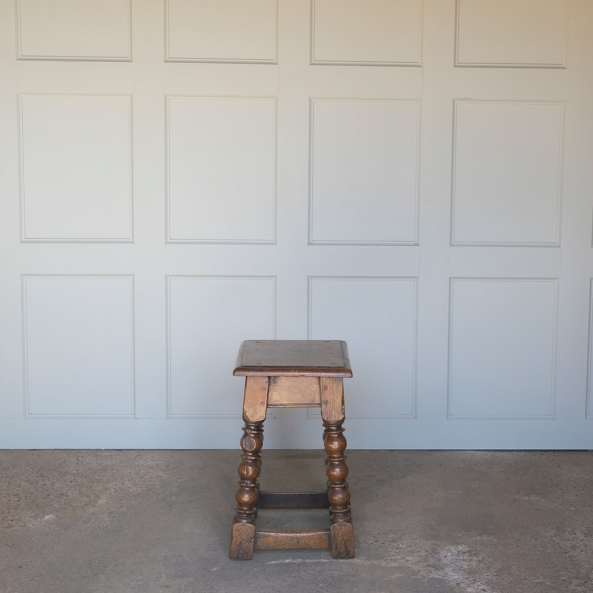 Georgian Oak Bobbin Antique Stool by Summerfield & Scott