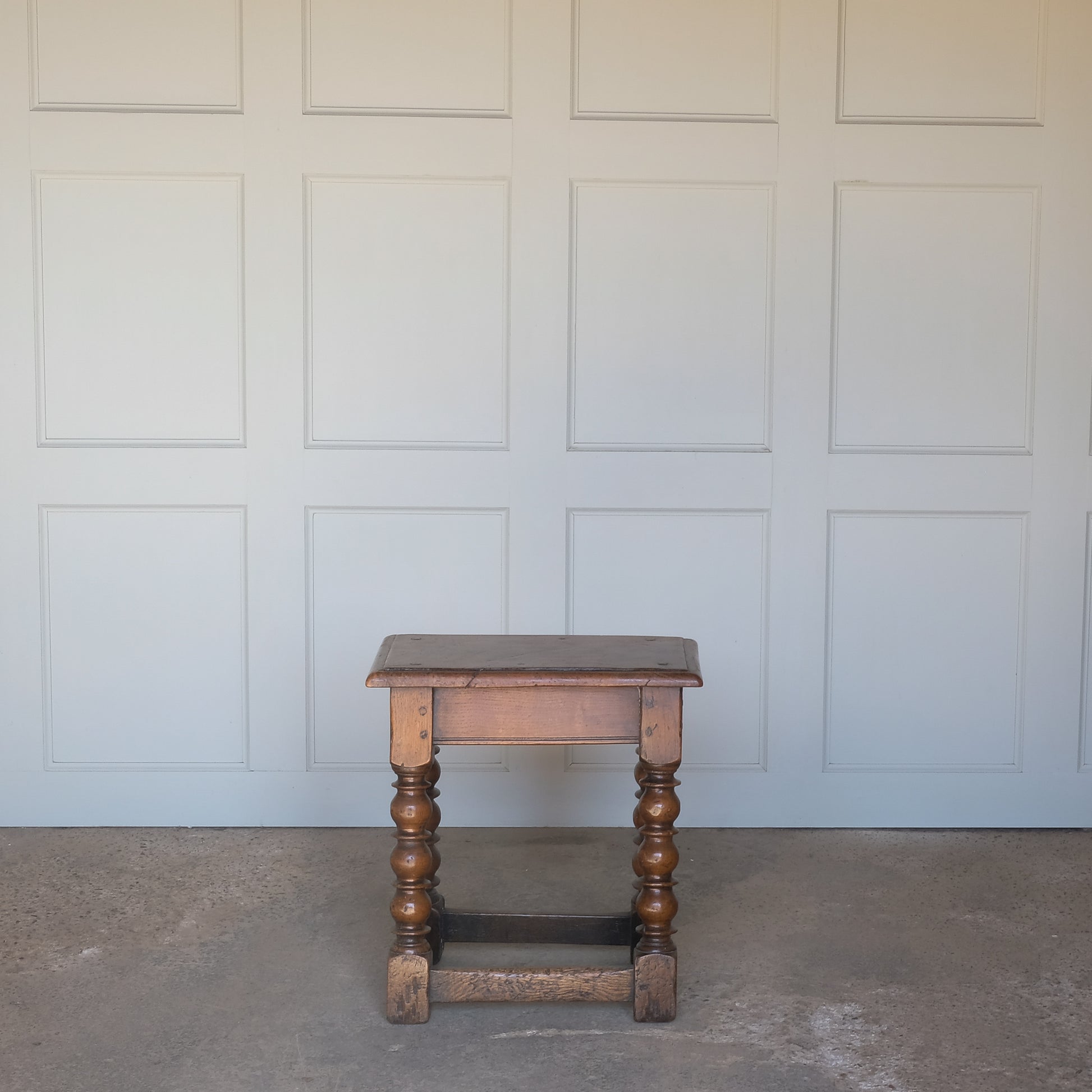 Georgian Oak Bobbin Antique Stool by Summerfield & Scott