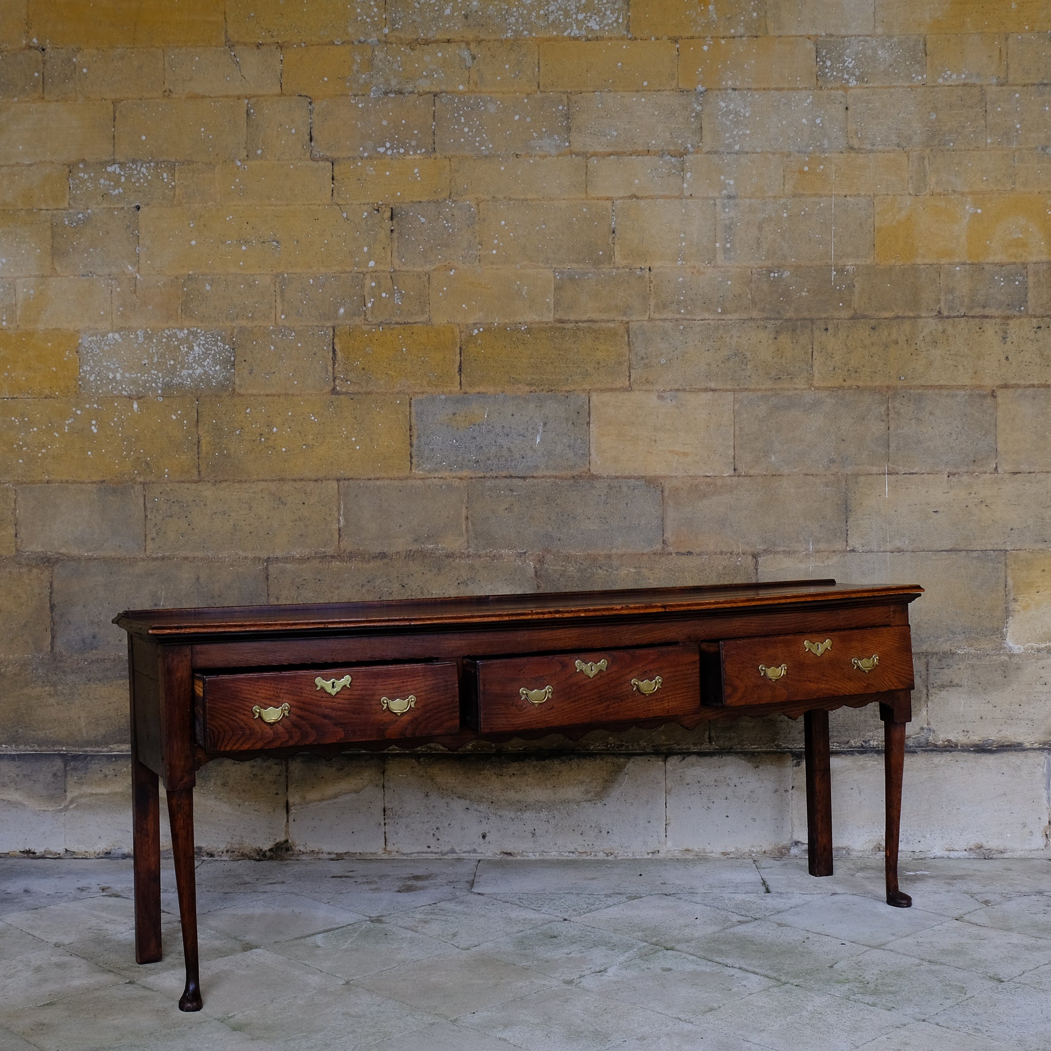 Large Mid-18th Century Oak Dresser Base